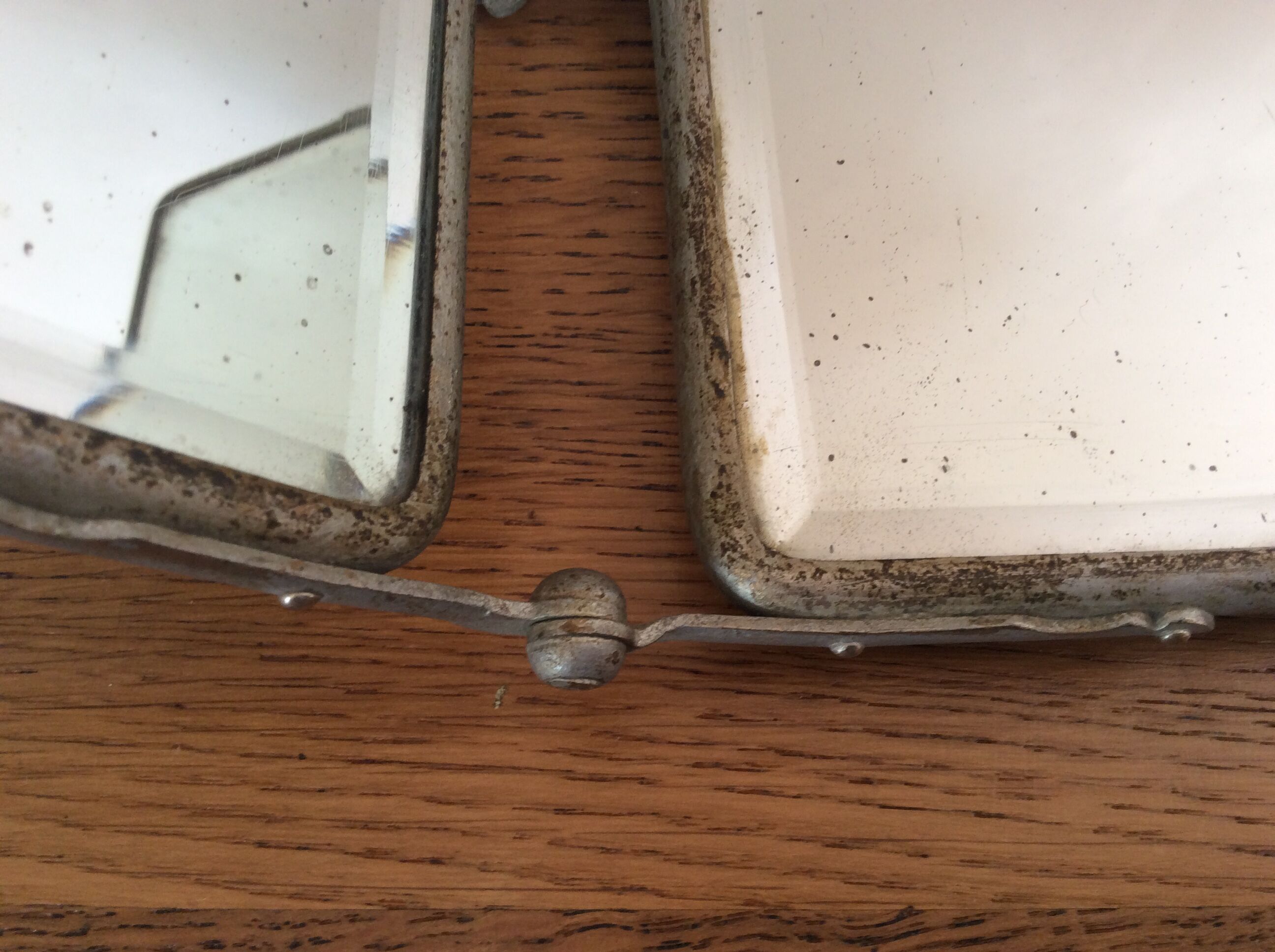 Old triptych barber mirror