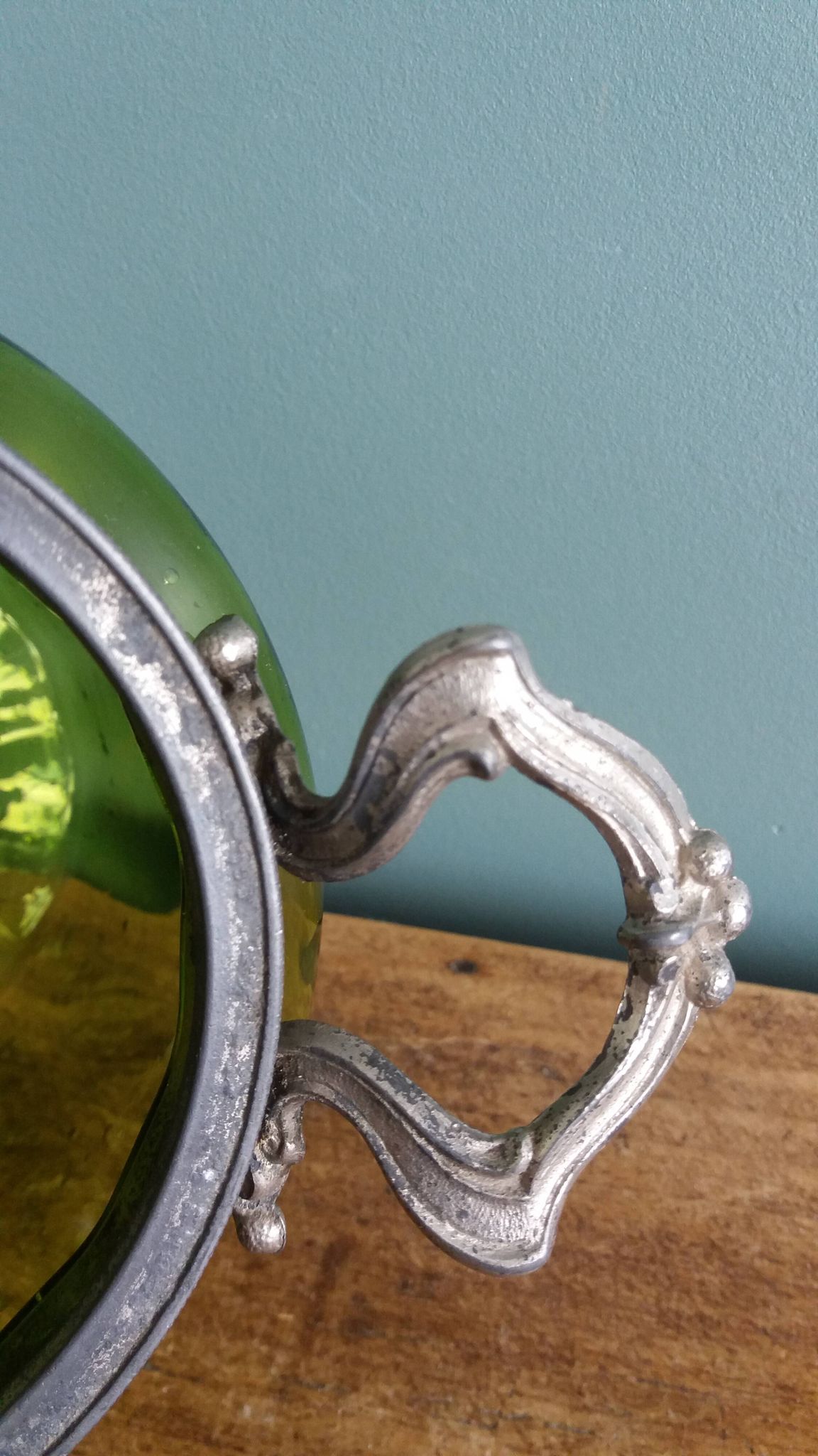 Napoleon III Art Nouveau glass and silver-plated biscuit jar