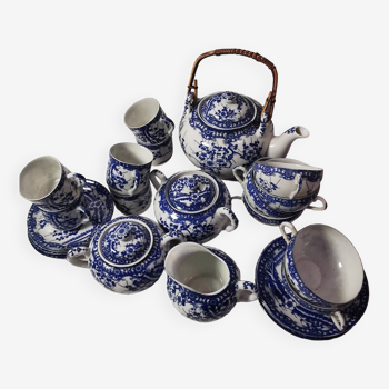 Ensemble japonais thé / café. 24 pièces au total bleu cobalt vintage