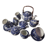 Japanese tea/coffee set. 24 pieces total vintage cobalt blue