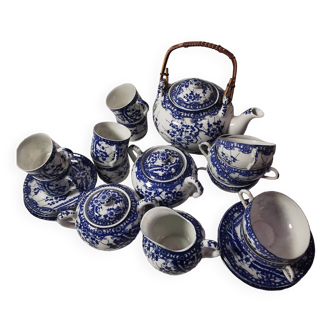 Japanese tea/coffee set. 24 pieces total vintage cobalt blue