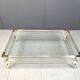 Vintage lucite and brass sliding top coffee table, 1970s