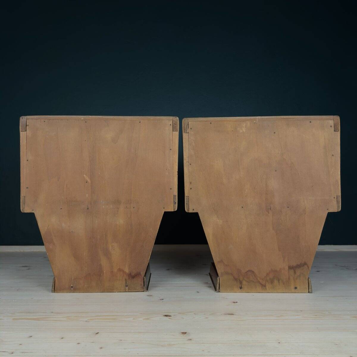 Vintage wooden bedside tables, Italy, 1950s, set of 2.