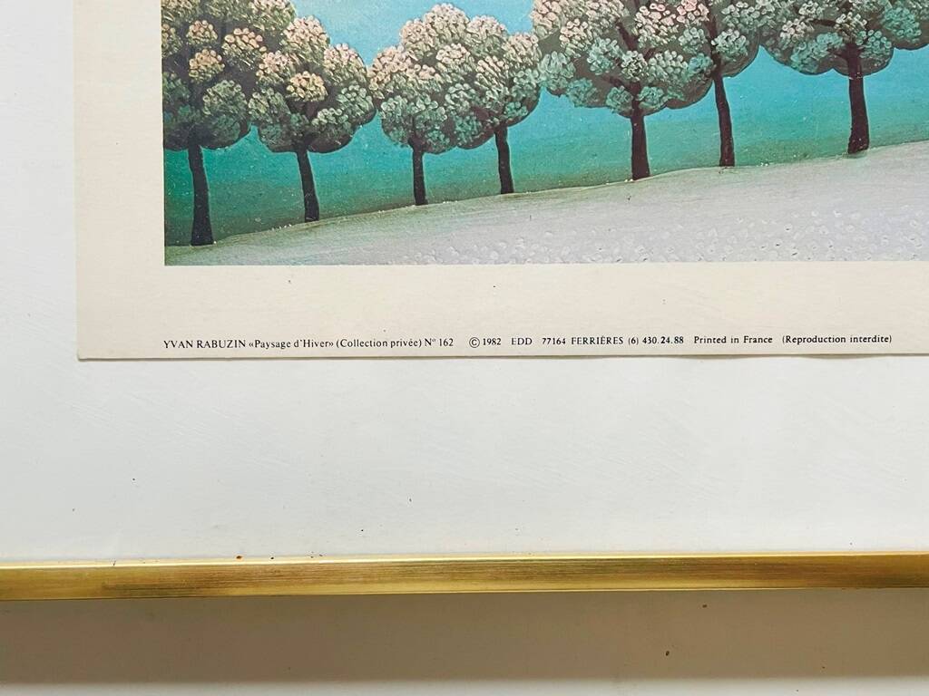 Art print by I. Rabuzin: "Naïve Landscape" Vintage 70s