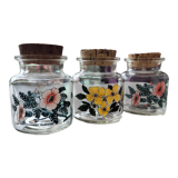 3 glass jars cork stopper
