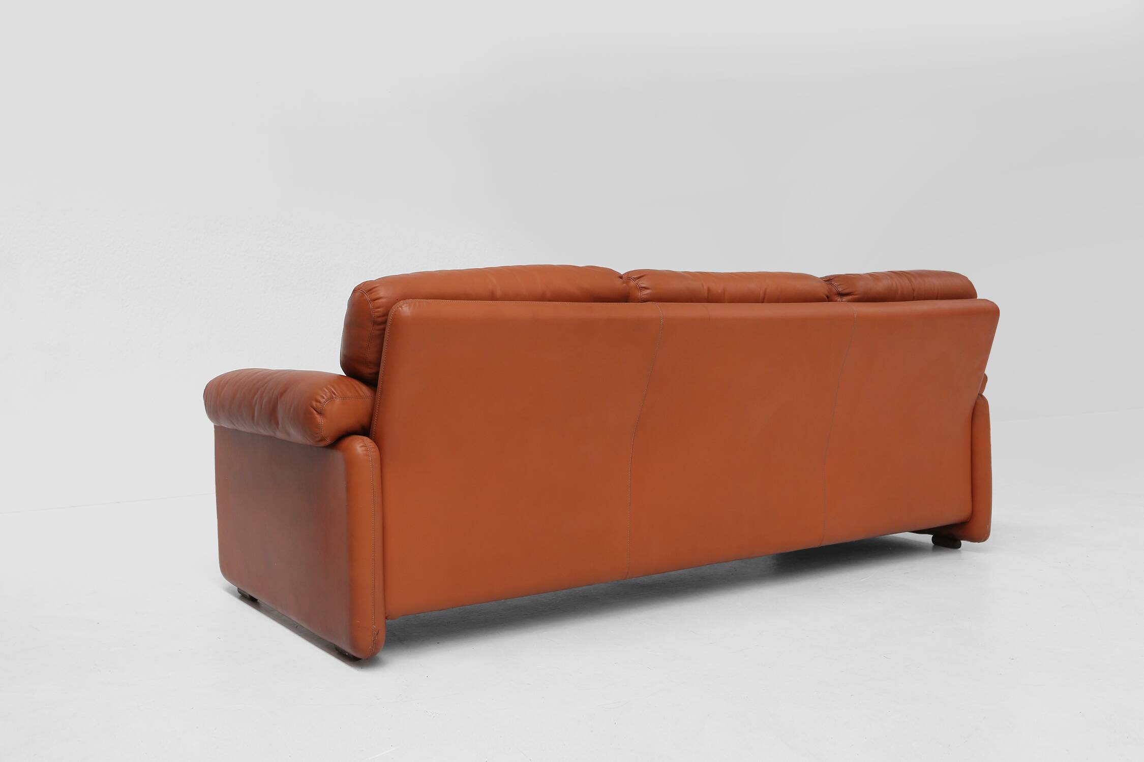 Brown leather 3-seater sofa Coronado by Tobia Scarpa for B&B Italia, Italy ca. 1960