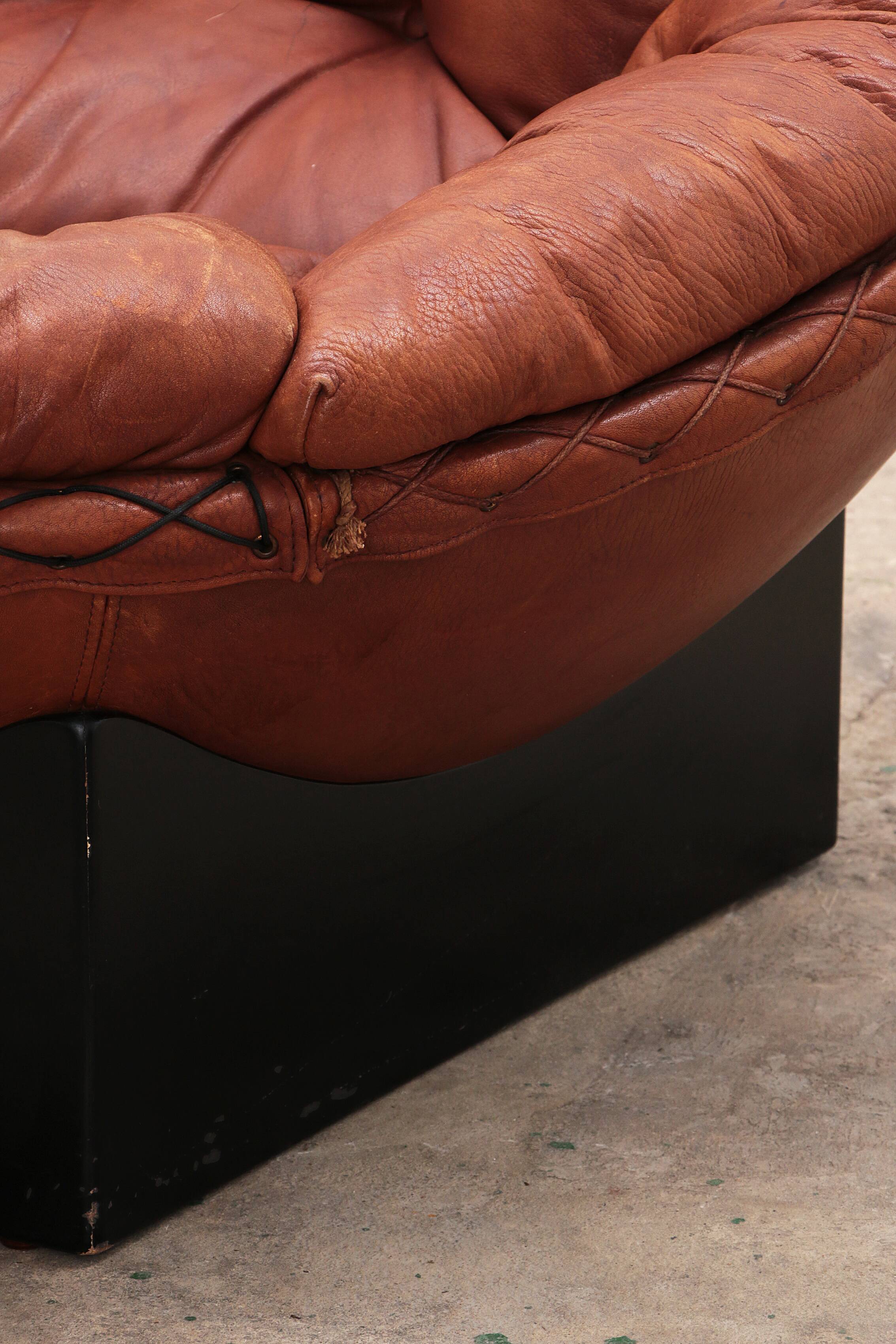 Lounge Set in Cognac color by Illum Wikkelsø for Ryesberg Møbler, 1970