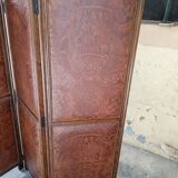 4-leaf wood and leather screen