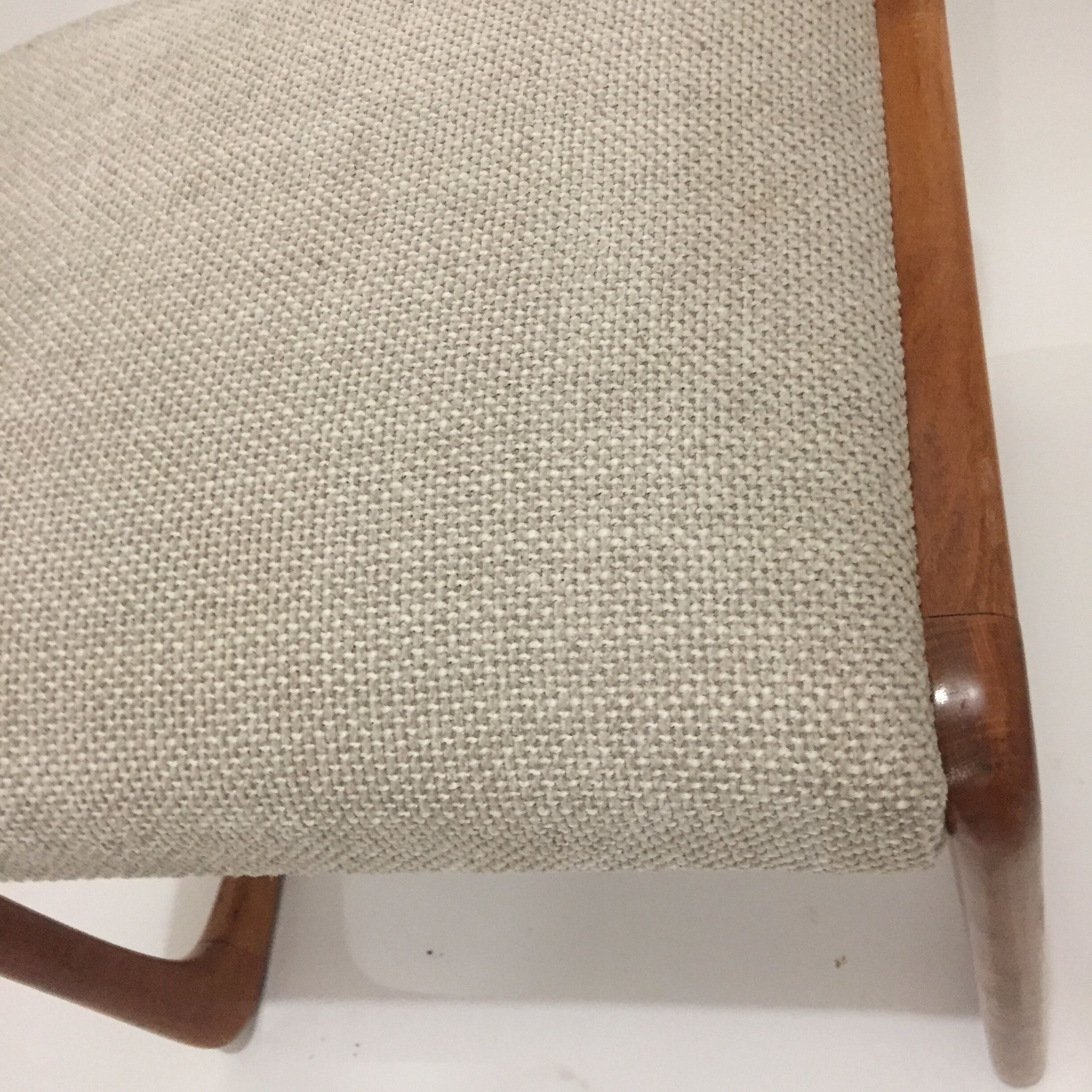 Series of 4 reupholstered Baumann sled chairs