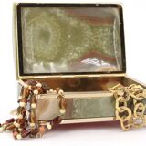 Italian onyx and gold metal catchall, 1970s.