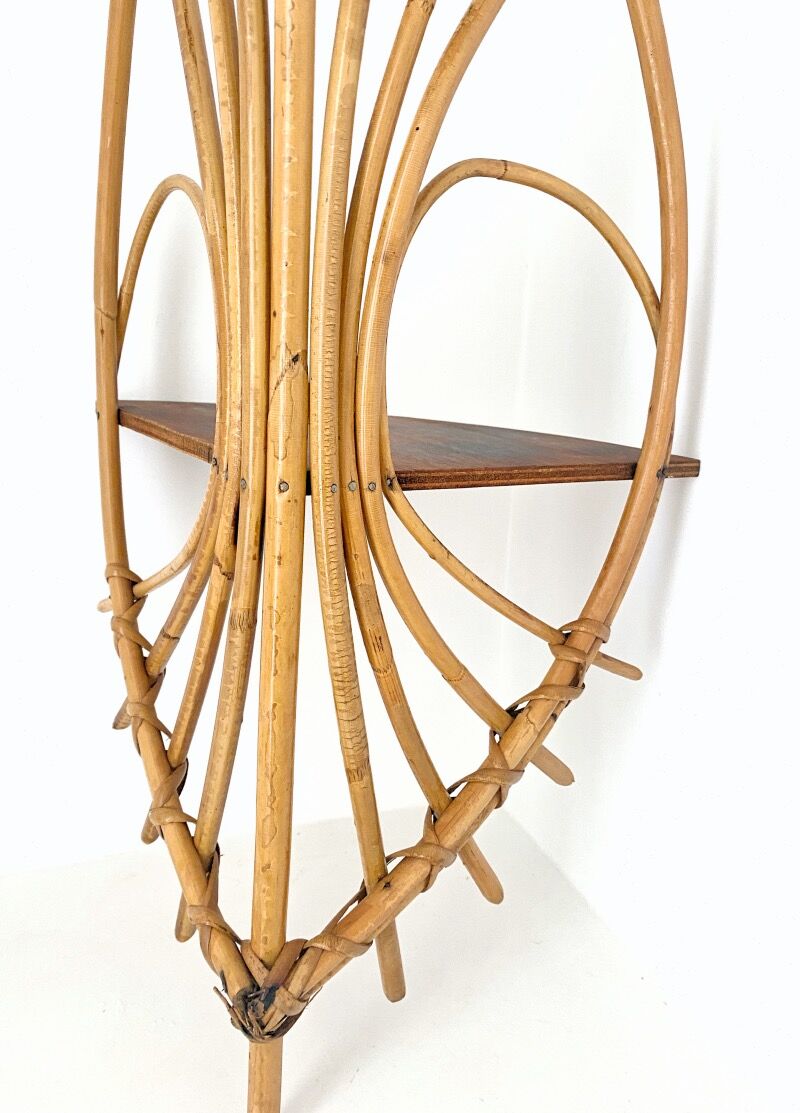 Rattan corner shelf