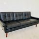Vintage Danish retro Svend Skipper 3 person sofa in black leather 1960s