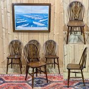 Set of 4 English chairs in beech and oak, made in the 70s