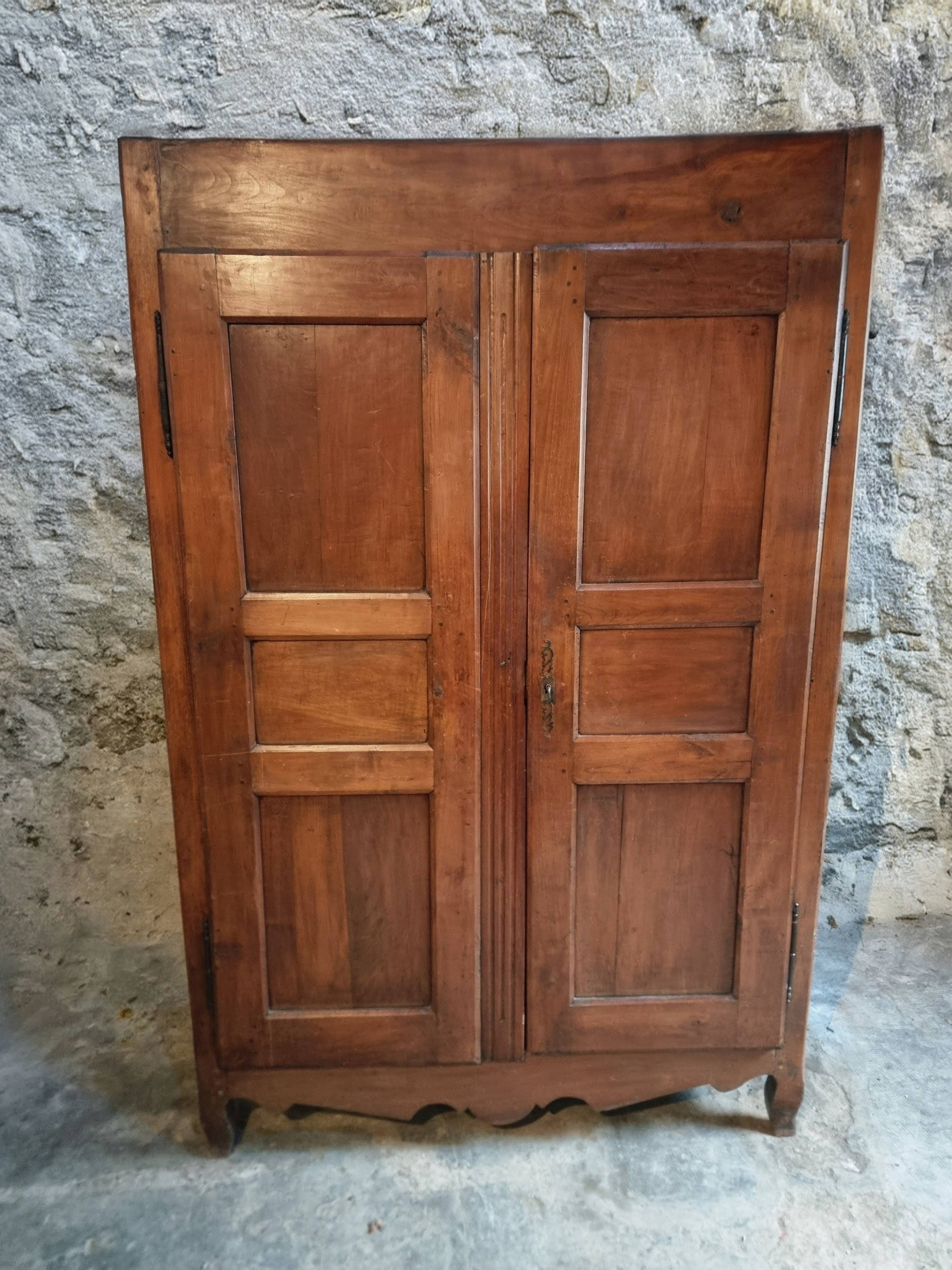 18th-century French antique cherry wood wardrobe – Rustic sideboard