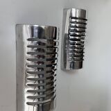 Pair of vintage wall lights, chrome metal, France 1970