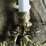 Paire d’appliques fleurs de lys bronze 3 lumières