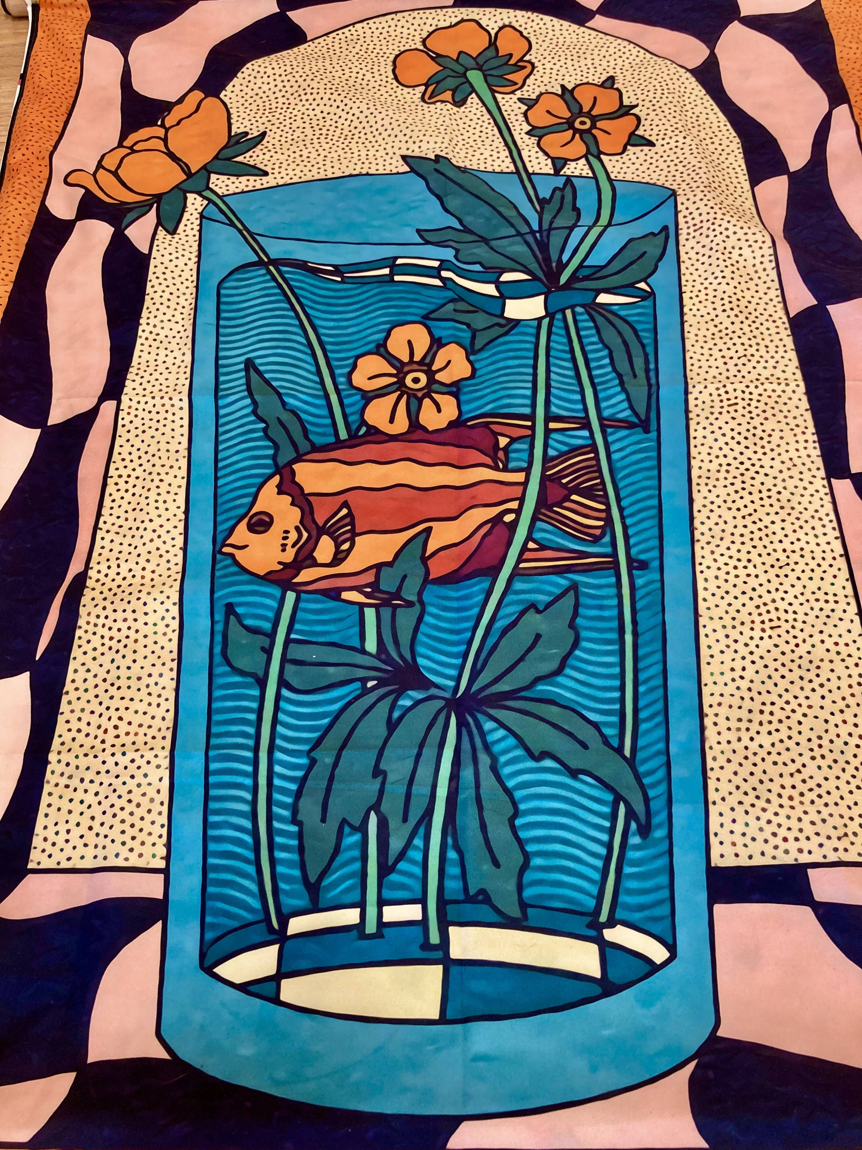 Large silk hanging decoration.