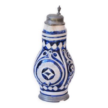 Pichet allemand émaillé Westerwald Biedermeir du XIXe siècle 2,5 L
