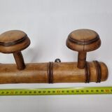 Wooden coat rack turned in imitation of bamboo, 4 hooks, 50 cm