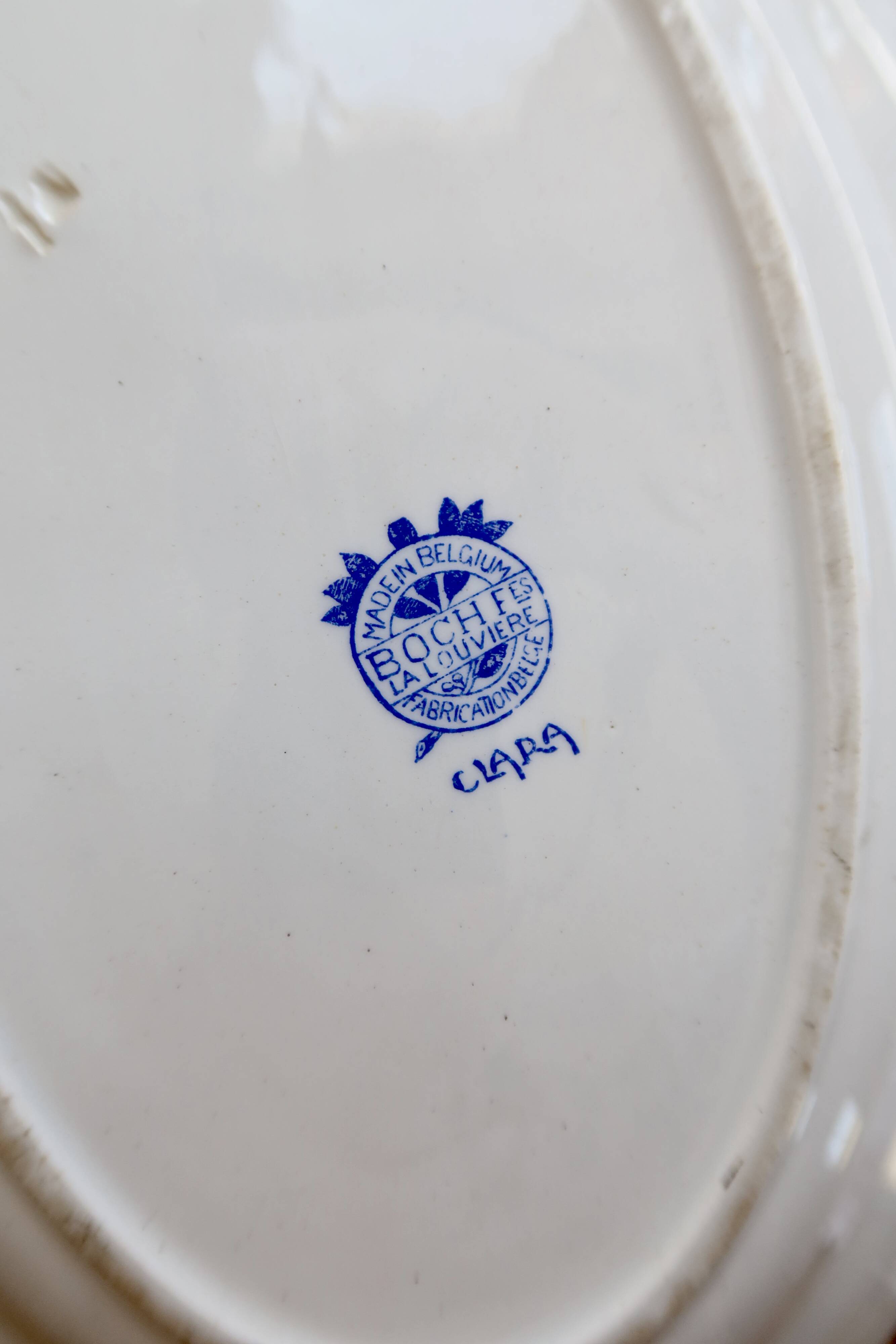 Antique oval plate, ironstone Boch La Louvière Clara.