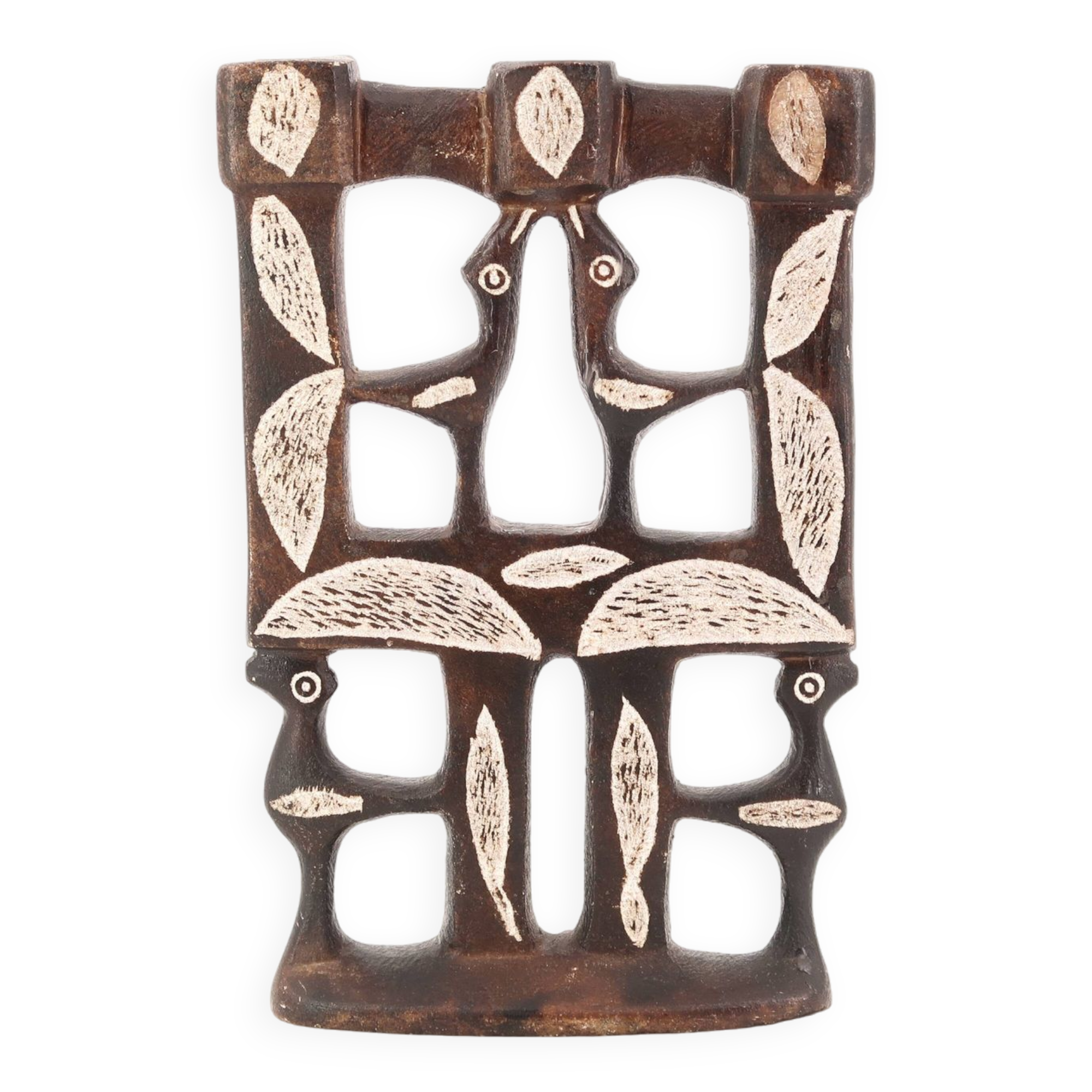 Moroccan candle holder decorated with stone birds, 1970s