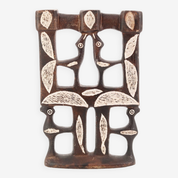 Moroccan candle holder decorated with stone birds, 1970s
