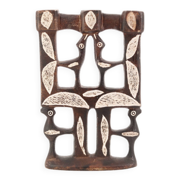 Moroccan candle holder decorated with stone birds, 1970s