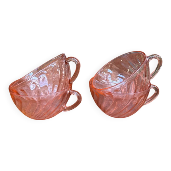 Série de 4 tasses à café en verre rose Rosaline