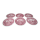Set of 6 hollow plates in opaque porcelain Villeroy & Boch model Rusticana red English décor