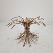 Hollywood Regency Gilded Coco Chanel Style Sheaf of Wheat Coffee Table, 197