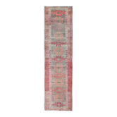 Tapis couloir vintage turc en laine et coton noué à la main des années 1970, 91x354.
