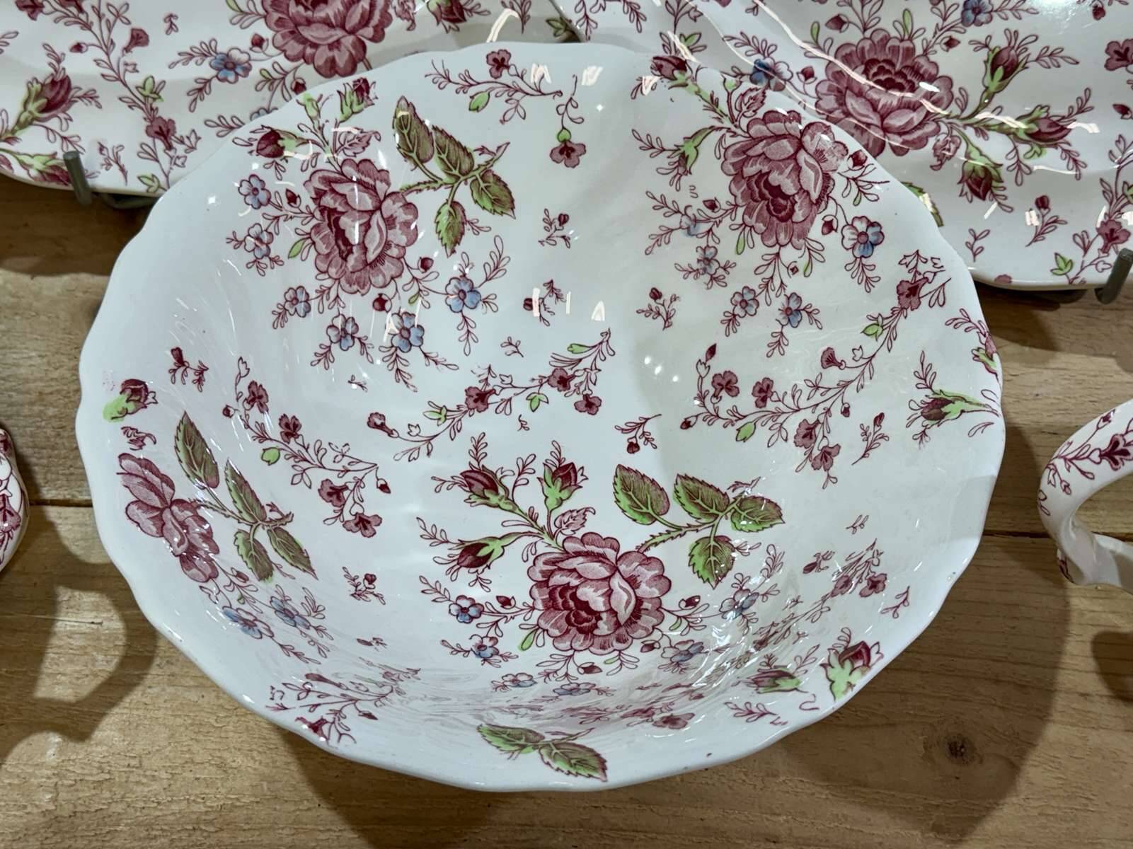 English porcelain service by Johnson Bros model Rose Chintz.