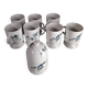 Set of sugar bowls and 7 mugs / cups with blue flowers in Limoges porcelain
