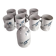 Set of sugar bowls and 7 mugs / cups with blue flowers in Limoges porcelain
