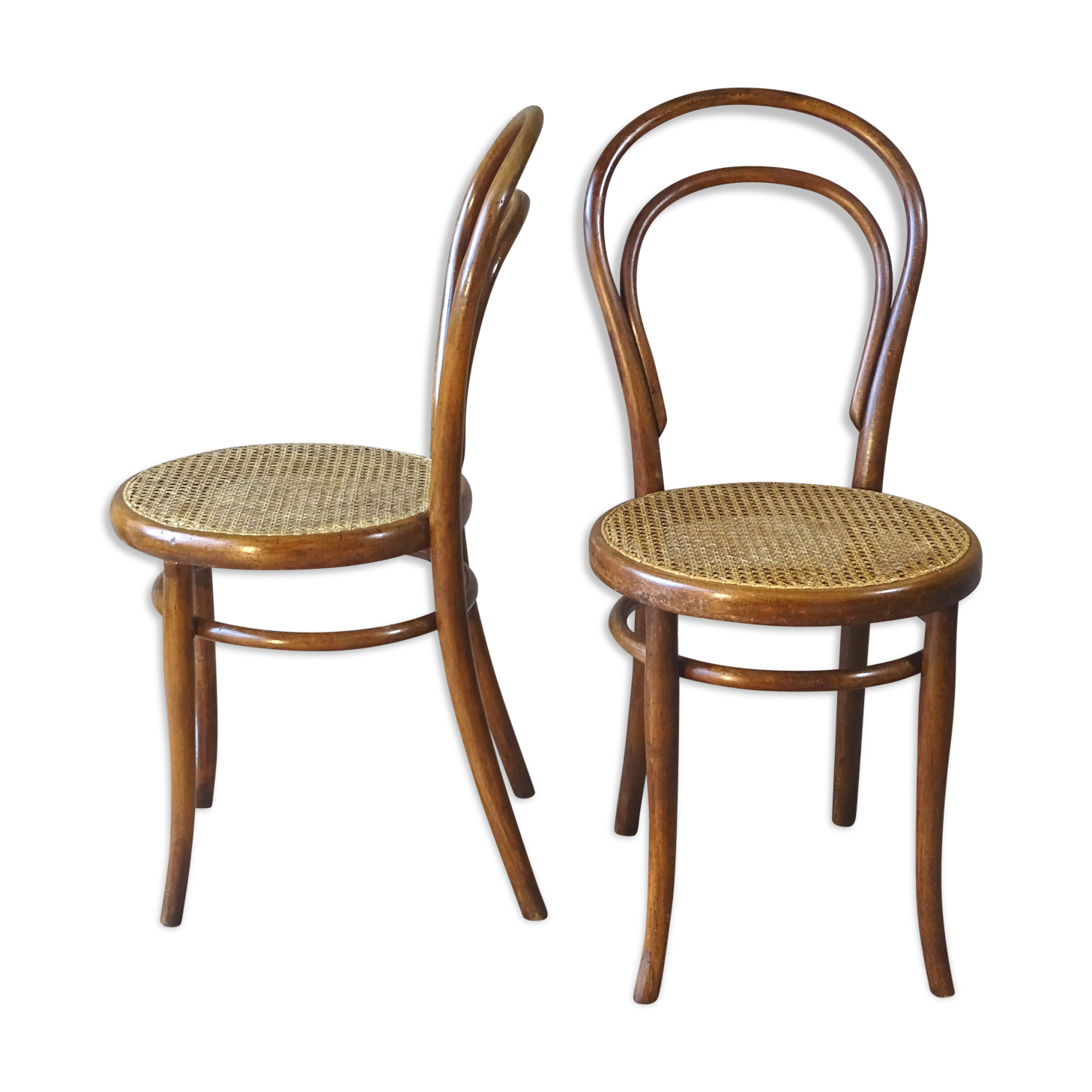 Set de 2 chaises Thonet bistrot cannées N°14 1900