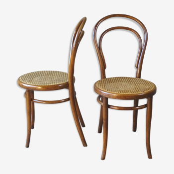 Set de 2 chaises Thonet bistrot cannées N°14 1900