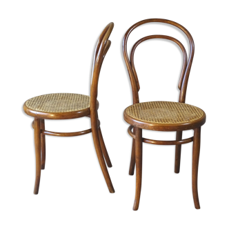 Set de 2 chaises Thonet bistrot cannées N°14 1900