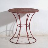 Antique painted metal table – European round industrial table – circa 1920