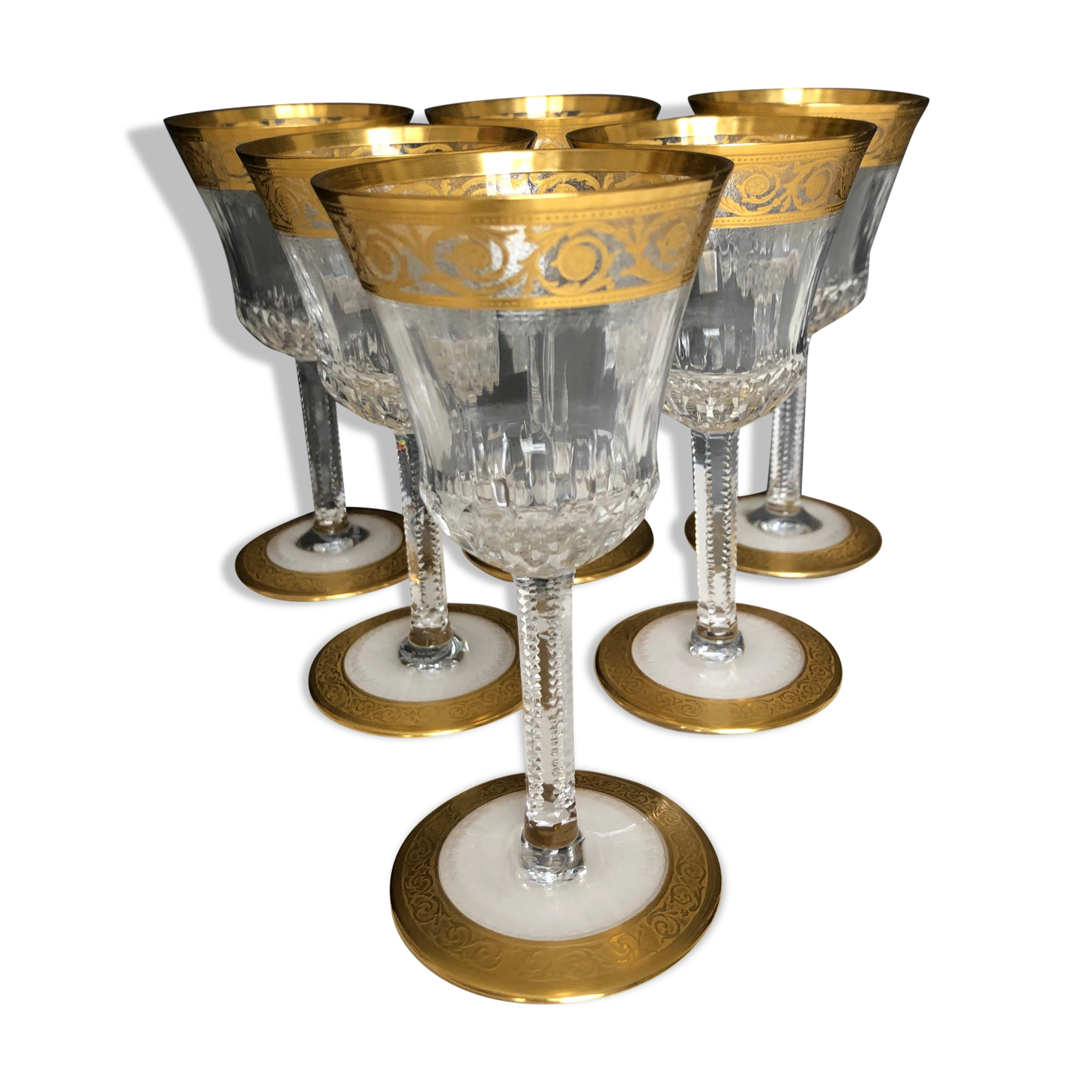 6 crystal wine glasses from Saint Louis thistle model