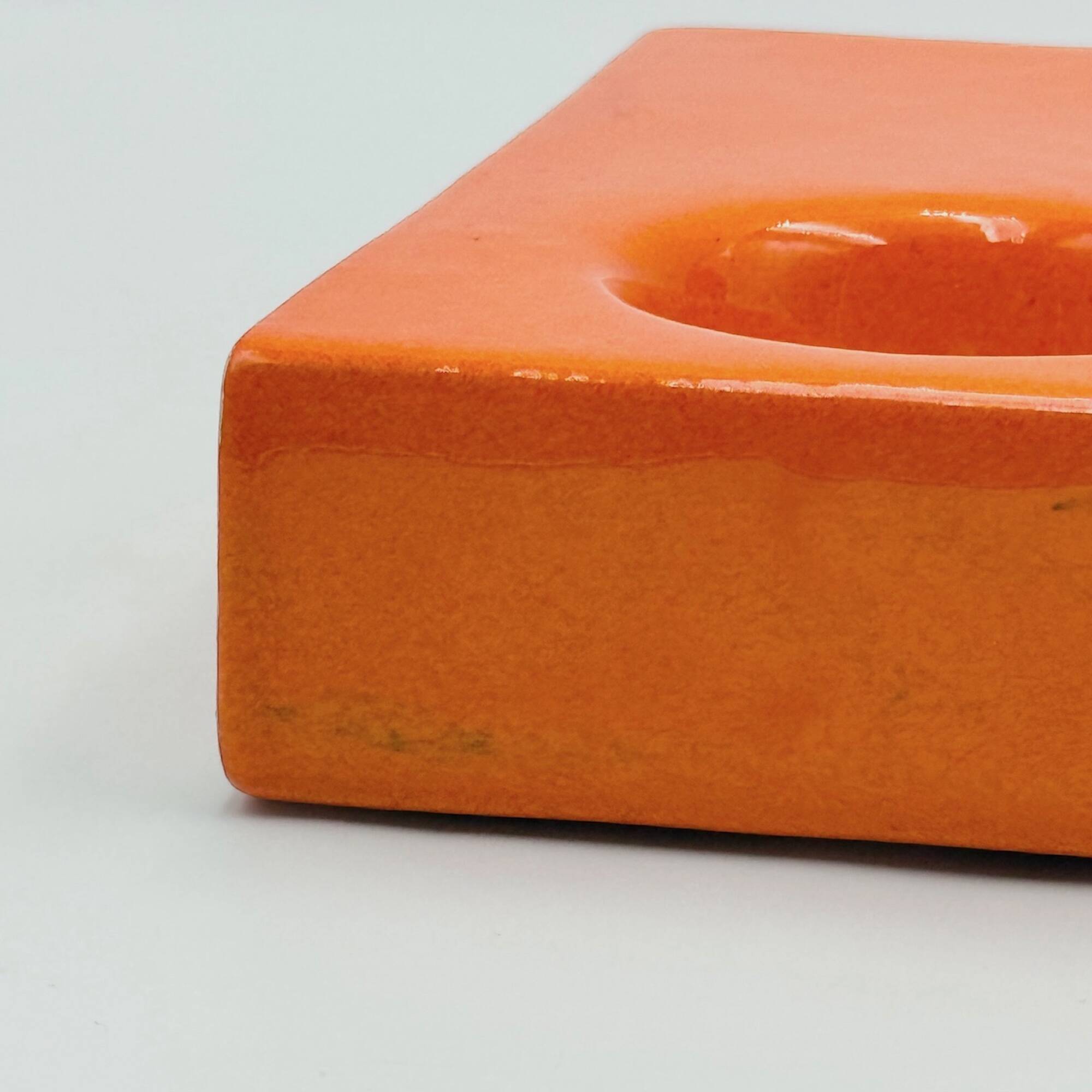 Paire de céramiques Space Age orange des années 70