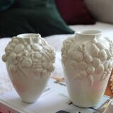 Pair of white vases with shells