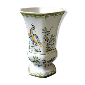 Lallier medici vase with moustiers polychrome wading blue yellow