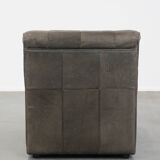 Gray leather design armchair from the 70s