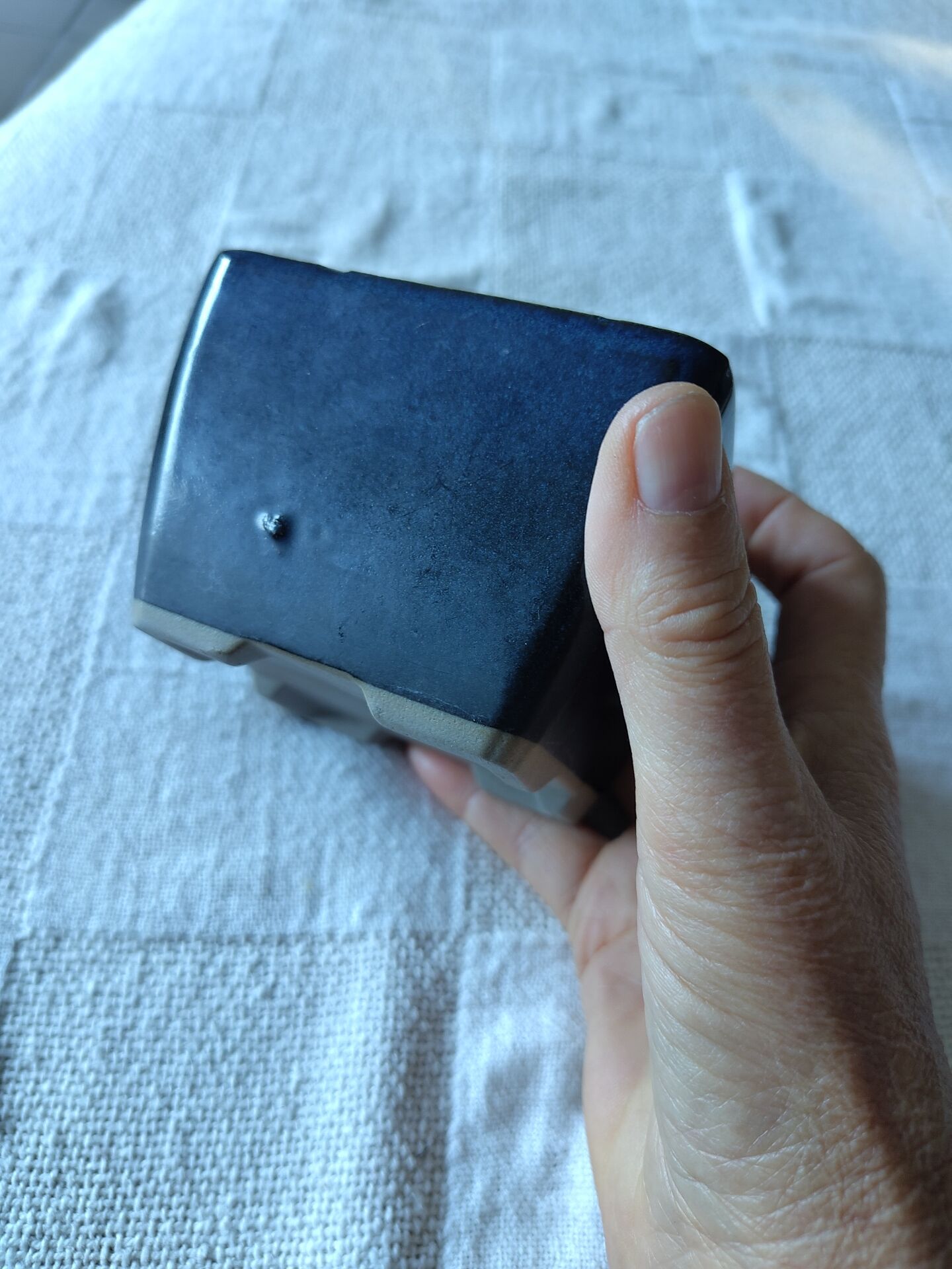 Pot à bonsaï carré en grès émaillé bleu