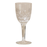 Transparent crystal glass XL Saint Louis wine glass with a faceted stem, France, 1930s