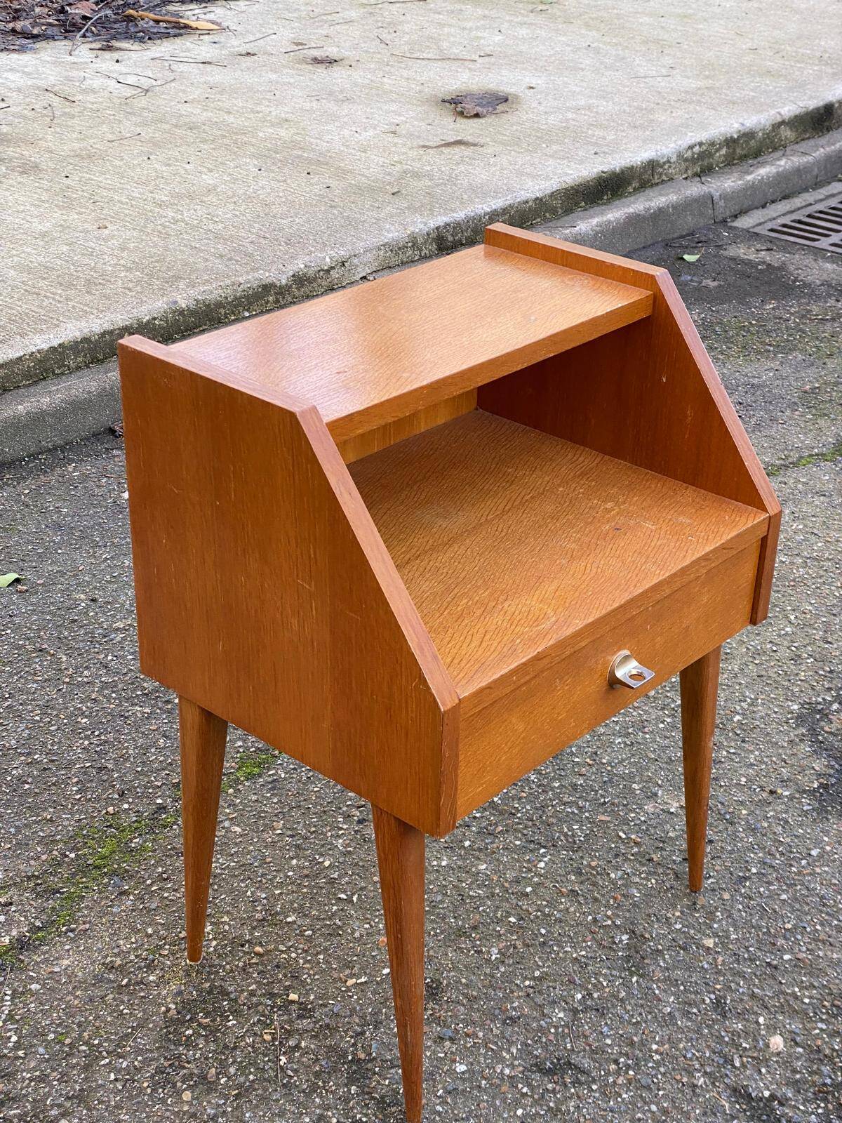 1970s Scandinavian oak bedside table