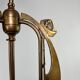 Art Nouveau chandelier with three arms and opalescent iridescent glass.