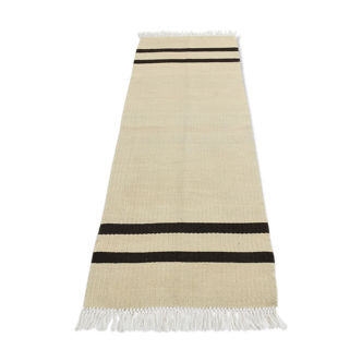 Handmade Turkish hemp runner rug, 218x76 cm