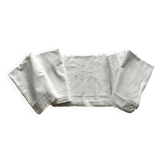 Antique thick cotton sheet with AB monogram