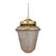Vintage globe pendant light in white and gold frosted glass